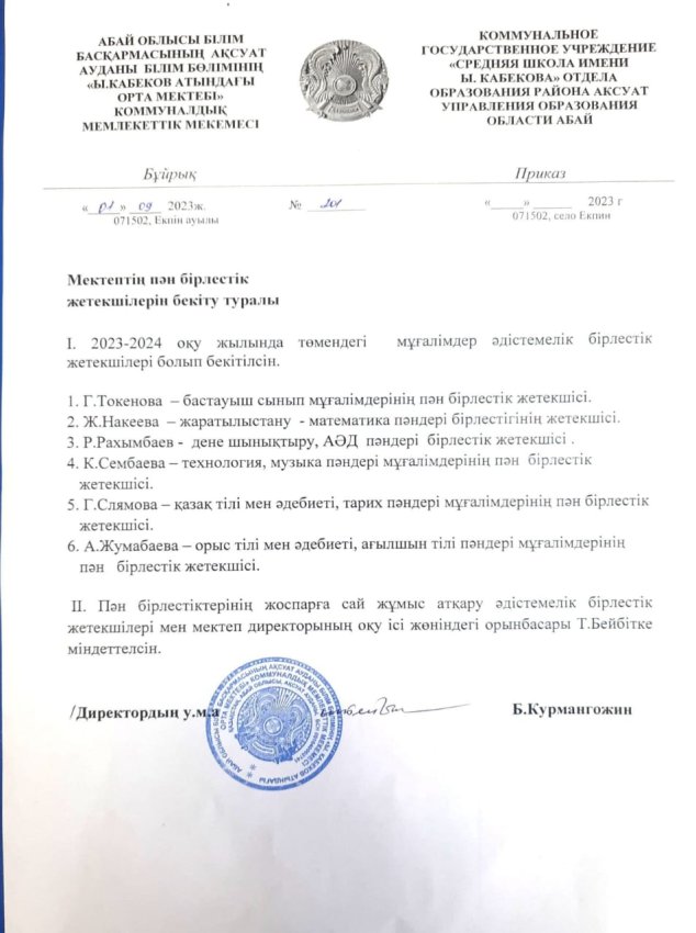 Әдістемелік кеңес құрамы